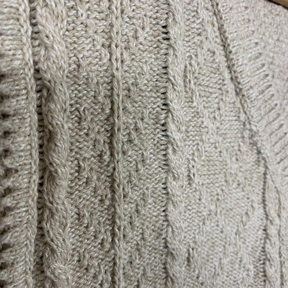 Vintage Liz Wear Womens Vest Large Beige Sweater Cable Knit Buttons Academia USA - Picture 7 of 8